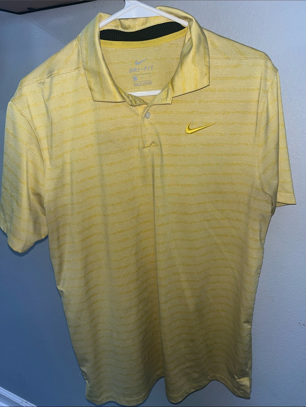 Nike Yellow Men’s Dri-FIT Striped Polo Shirt